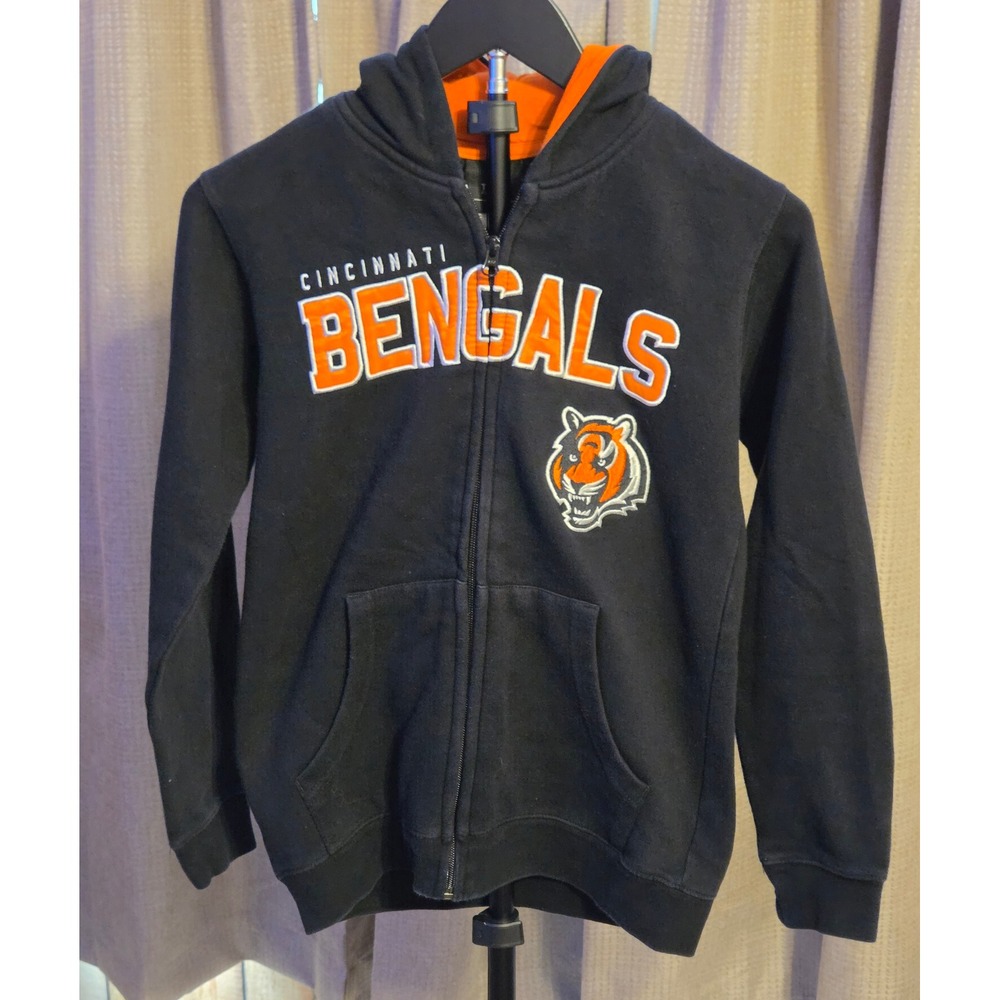 NFL Apparel Cincinnati Bengals Full Zip Hooded Jacket Youth Size Medium (10-12)